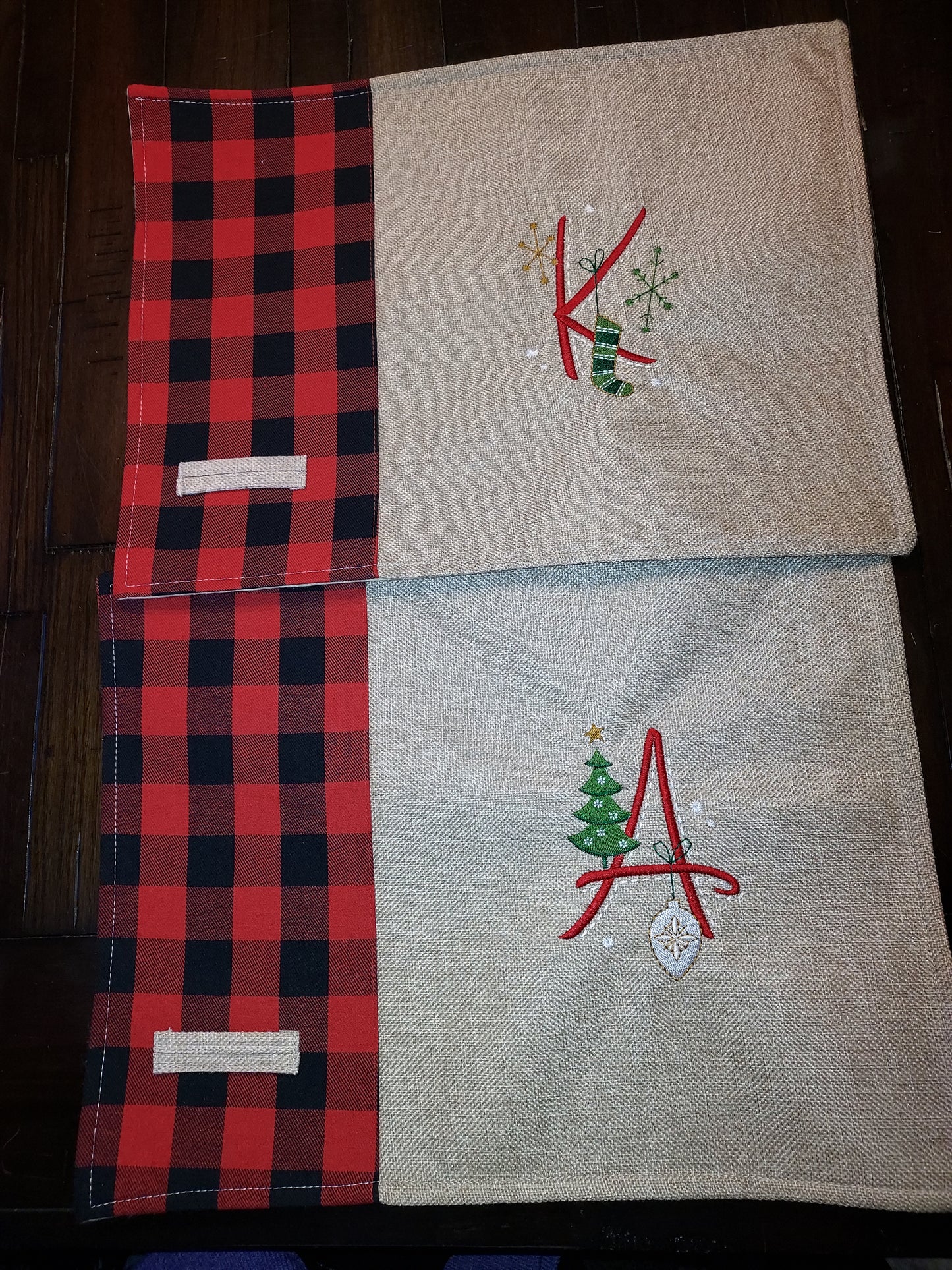 Holiday Placemats | Custom Table Setting | Customize | Embroidery | Christmas Table | Decoration | Plaid | Red | Black | Party Favor | Gift