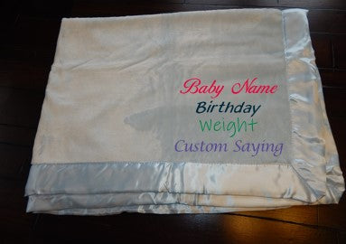 Custom Baby Blanket | Add Baby Name | Weight | Custom Saying | Personalized Embroidery | Personalized Gift | Custom Baby Gift | Soft | Plush