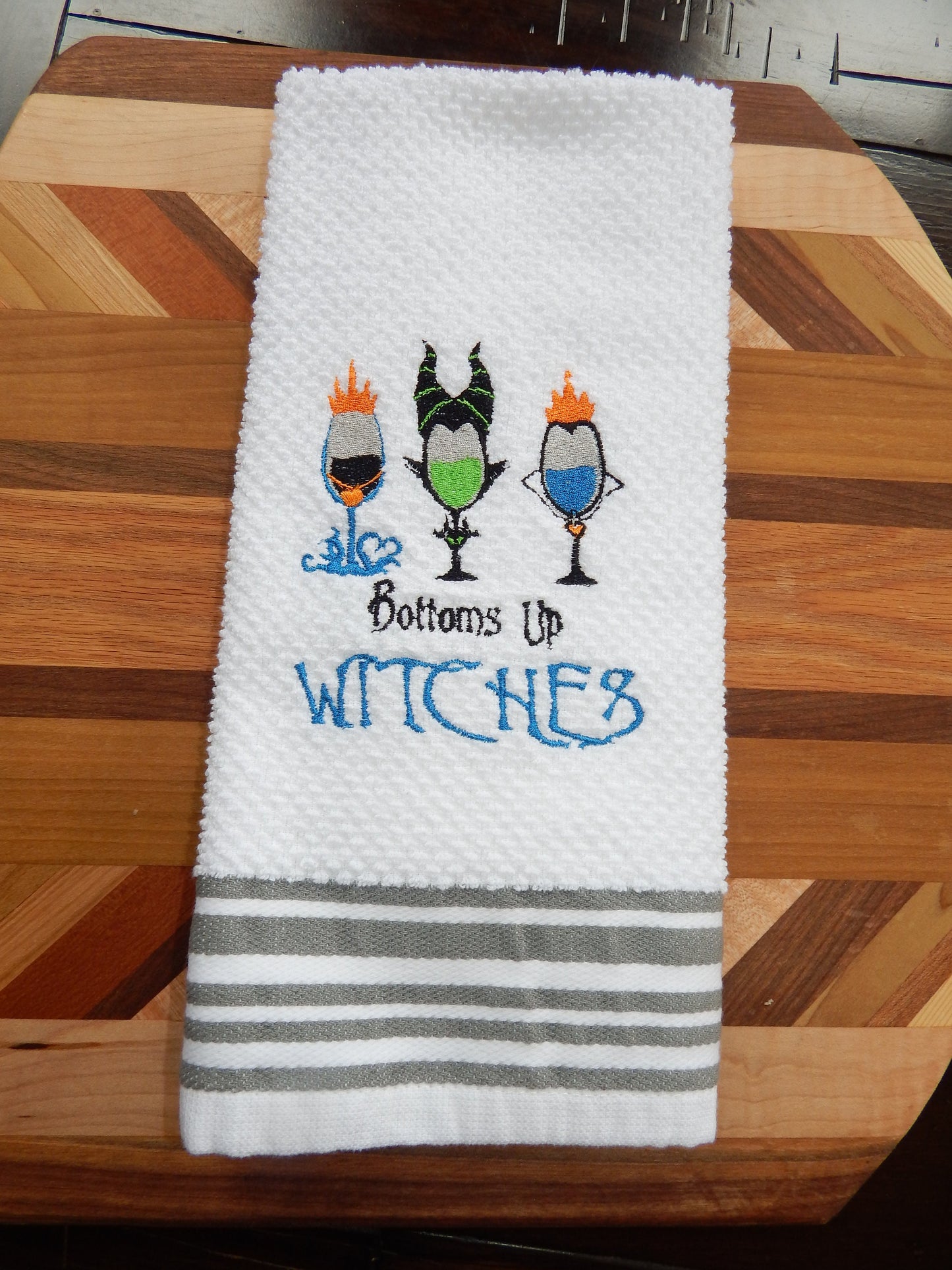 Funny Witches | Fall Wine | Halloween Wine | Witches Humor | Funny Kitchen Towel | Embroidered Kitchen Towel | Halloween Bar Towel | Funny