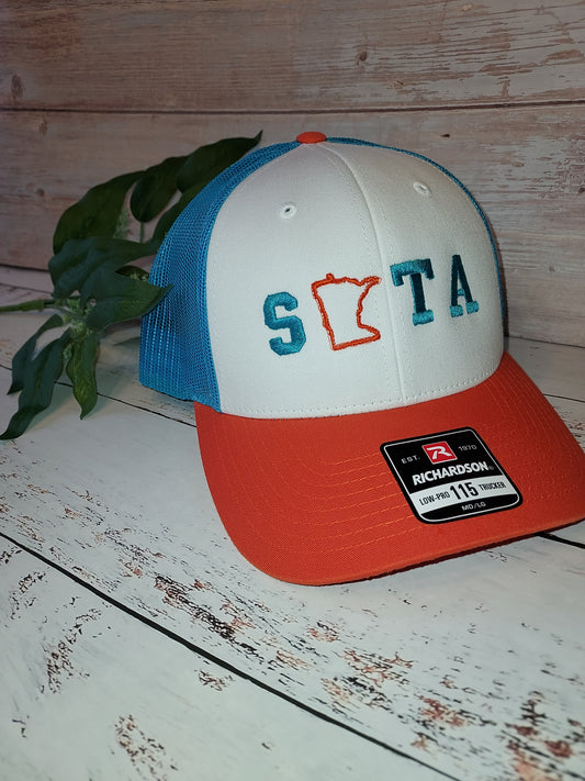 Sota | Minnesota | Baseball Hat | Minnesota Love | Gift | MN | MN Shape | Outline | Embroidery | Embroidered Hat | Custom | Bright Colors |