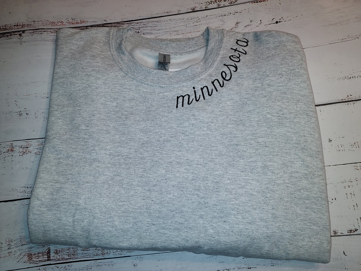 Custom State Sweatshirt | Minnesota | North Dakota | Custom | Crewneck | Collar | State Pride | Embroidery | Custom Embroidery | Unique Gift