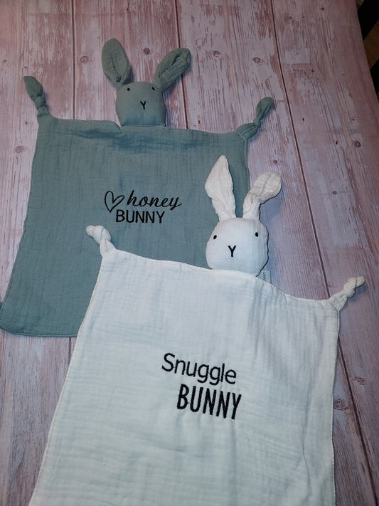 Snuggle Bunny | Honey Bunny | Baby Gift | Baby Snuggle Blanket | Burp Cloth | Rabbitt