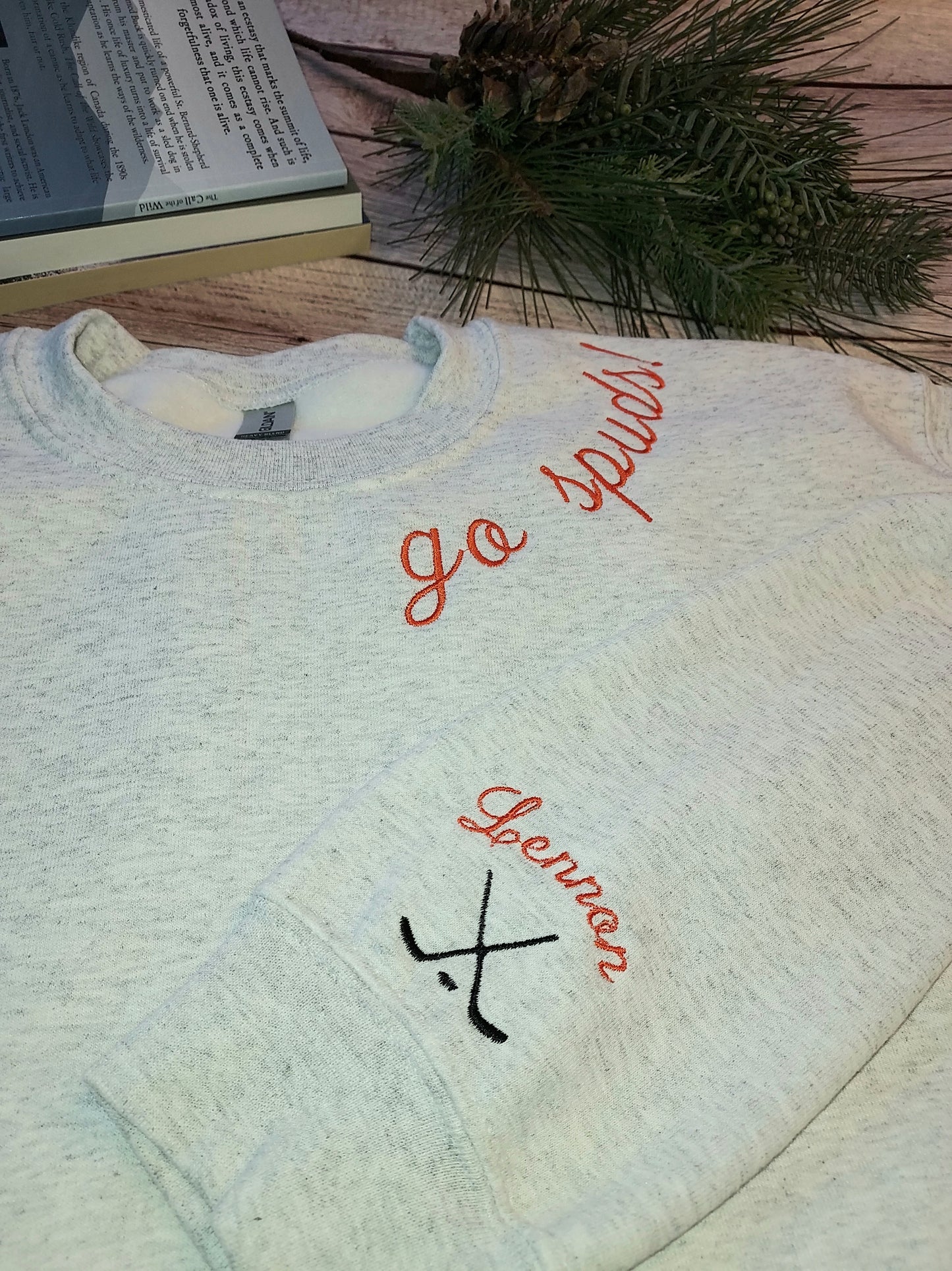 Custom Sports Sweatshirt | Crewneck | Collar | Football | Hockey | Basketball | Wrestling | Baseball | Mom | Proud | Sleeve | Embroidery