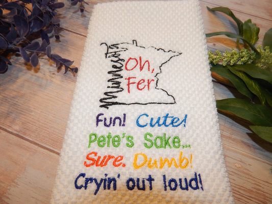 Minnesota State Kitchen Towel | Minnesota Funny Gift | MN | Supper | Hotdish | Oh for funny | Joke | Gift for Mom | Gift for Home | Oh Fer