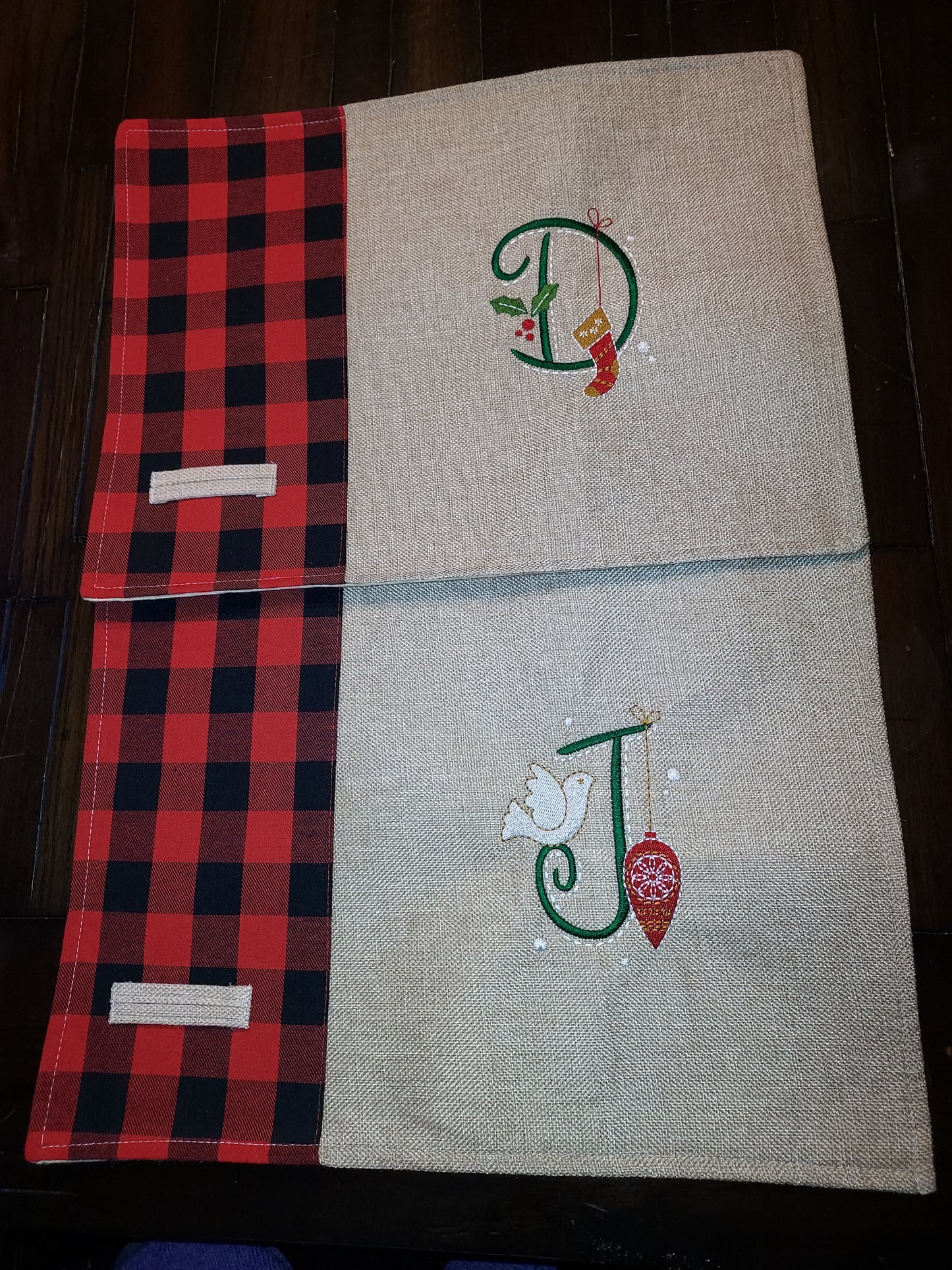 Holiday Placemats | Custom Table Setting | Customize | Embroidery | Christmas Table | Decoration | Plaid | Red | Black | Party Favor | Gift