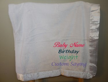 Custom Baby Blanket | Add Baby Name | Weight | Custom Saying | Personalized Embroidery | Personalized Gift | Custom Baby Gift | Soft | Plush