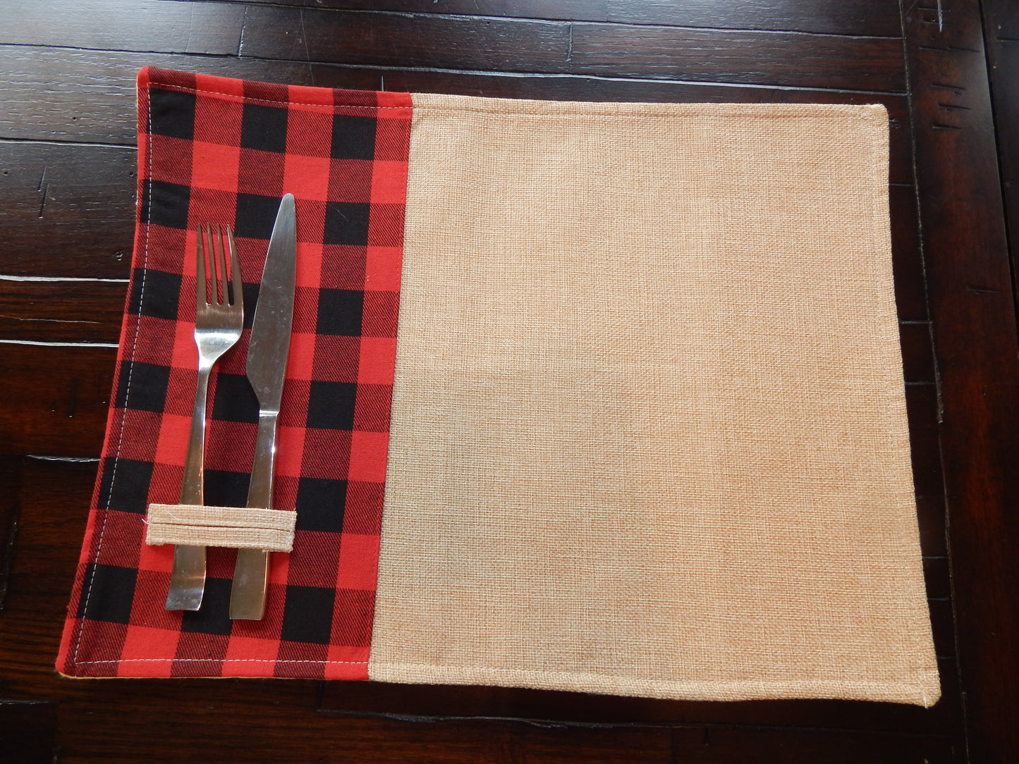 Holiday Placemats | Custom Table Setting | Customize | Embroidery | Christmas Table | Decoration | Plaid | Red | Black | Party Favor | Gift