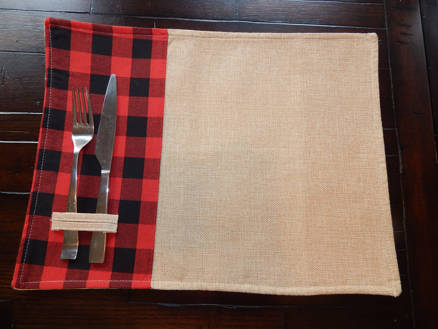 Custom Placemat | Table Setting | Customize | Embroidery | Add your Design | Decoration | Plaid | Red | Black | Party Favor | Gift