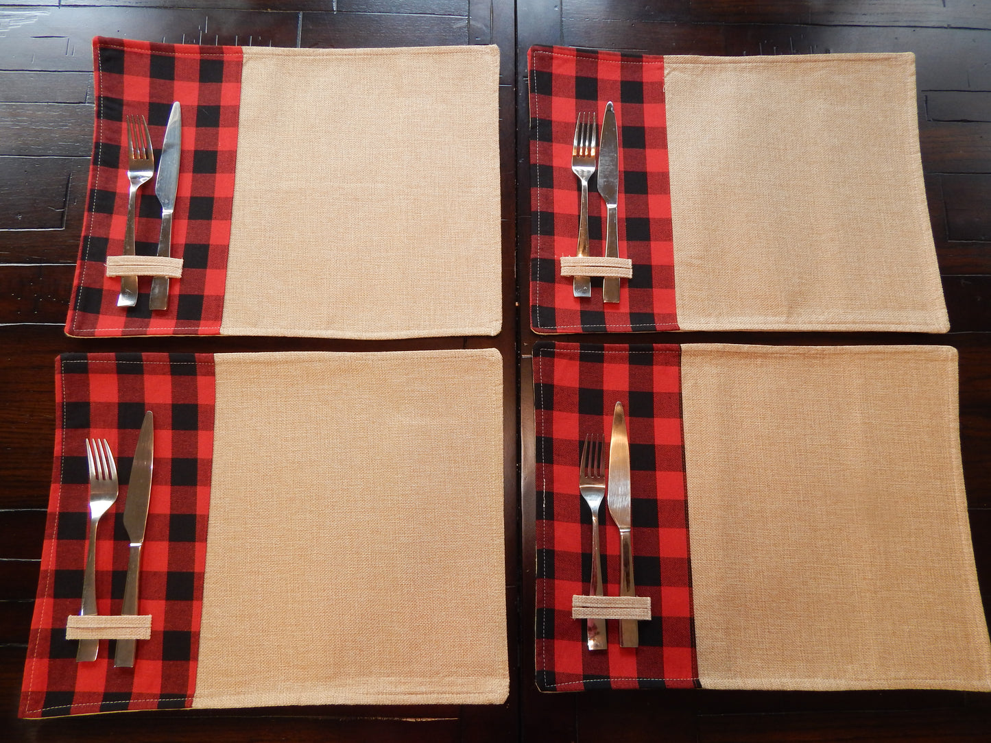 Holiday Placemats | Custom Table Setting | Customize | Embroidery | Christmas Table | Decoration | Plaid | Red | Black | Party Favor | Gift