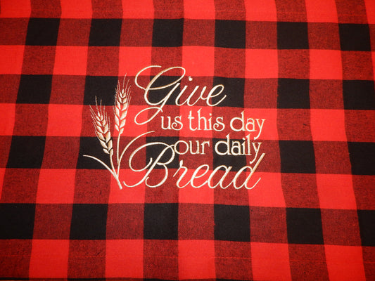 Give us this day | daily bread | The Lords Prayer | Table Runner | Buffalo Plaid | Christian Gift| Table Decor | House Warming | Our Father