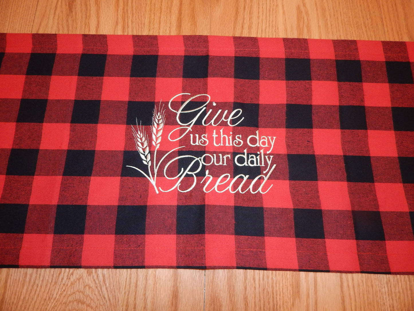 Give us this day | daily bread | The Lords Prayer | Table Runner | Buffalo Plaid | Christian Gift| Table Decor | House Warming | Our Father