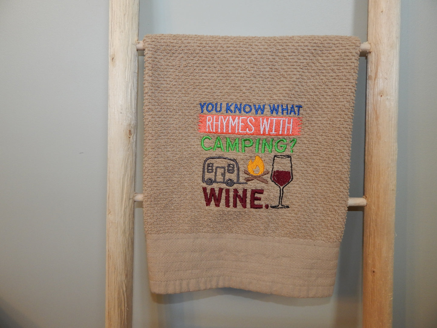 Funny Camping Wine Towel  | Camping and Wine | Wine | Bar | Outdoor Funny Towel | Camping and Drinking | Wino | Camping Gift | Bar Gift | Camper