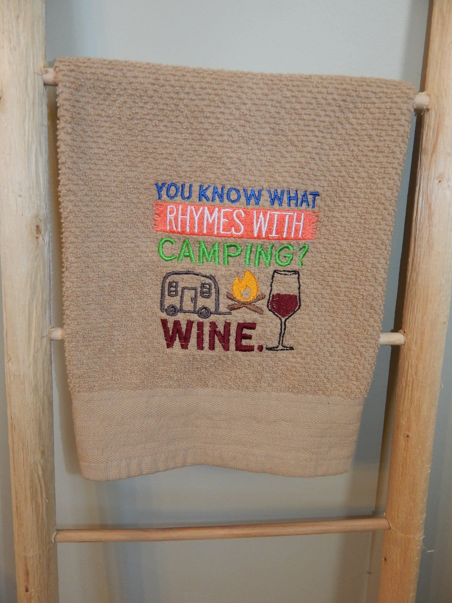 Funny Camping Wine Towel  | Camping and Wine | Wine | Bar | Outdoor Funny Towel | Camping and Drinking | Wino | Camping Gift | Bar Gift | Camper