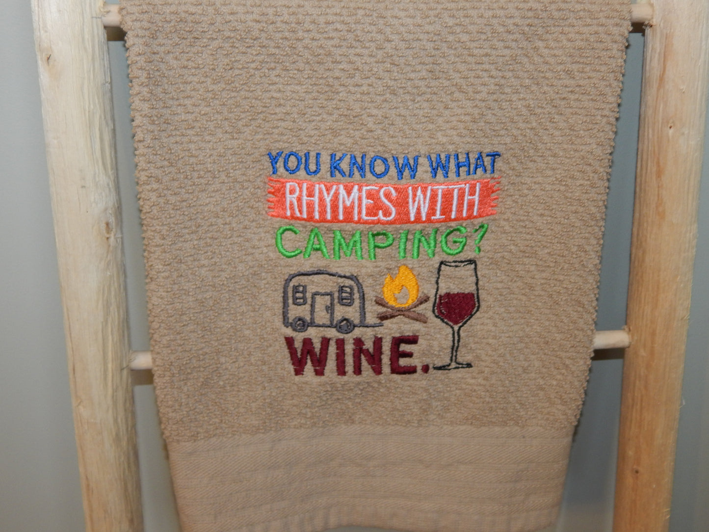 Funny Camping Wine Towel  | Camping and Wine | Wine | Bar | Outdoor Funny Towel | Camping and Drinking | Wino | Camping Gift | Bar Gift | Camper