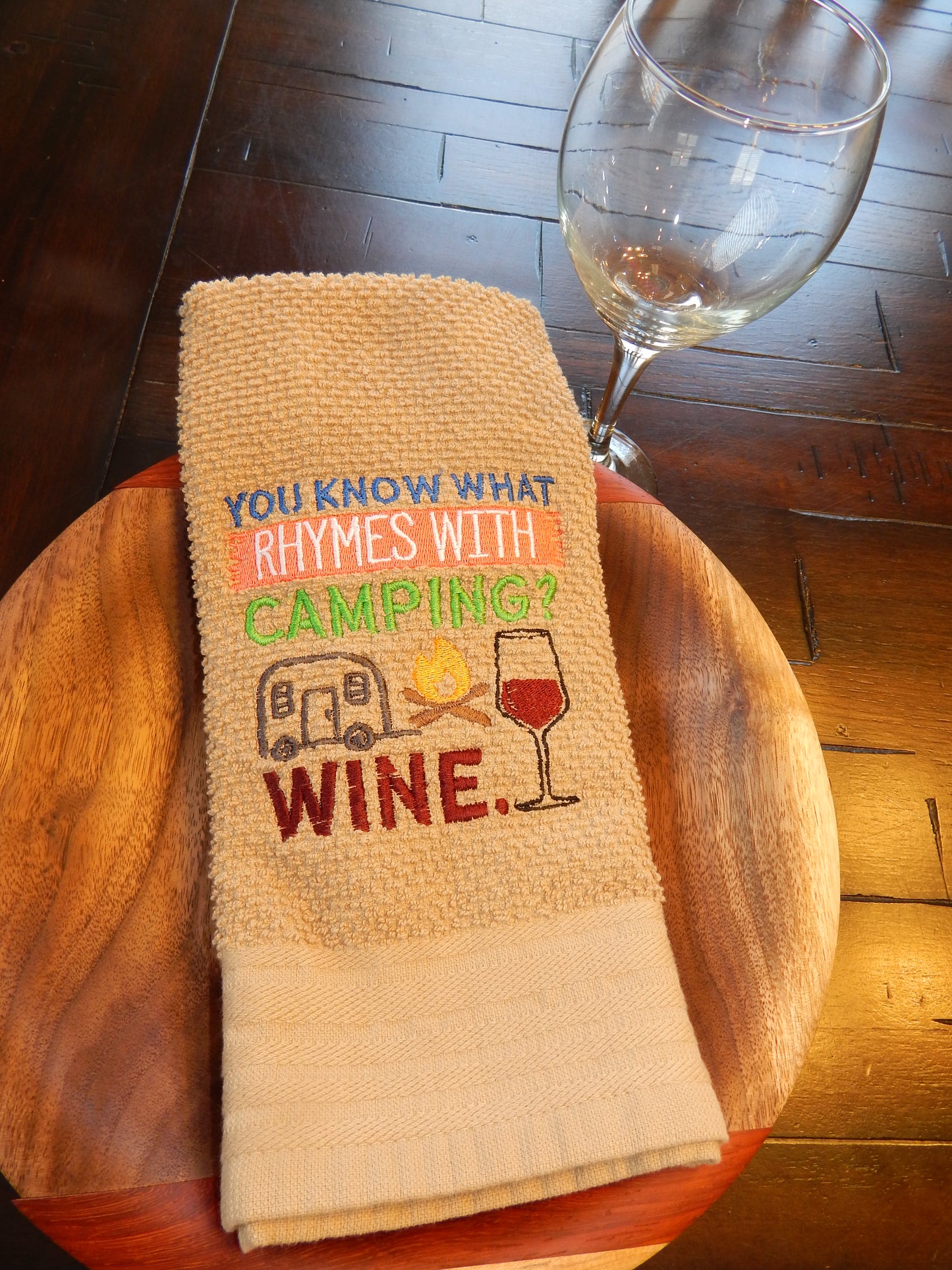 Funny Camping Wine Towel  | Camping and Wine | Wine | Bar | Outdoor Funny Towel | Camping and Drinking | Wino | Camping Gift | Bar Gift | Camper