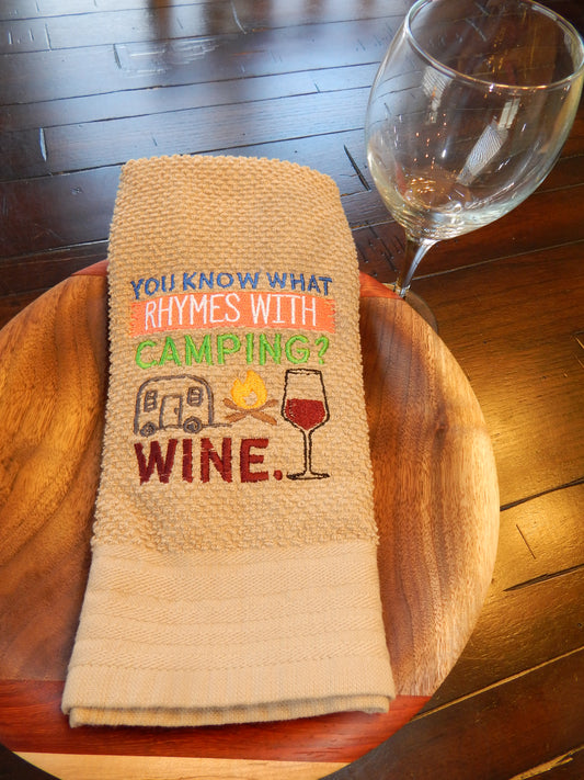 Funny Camping Wine Towel  | Camping and Wine | Wine | Bar | Outdoor Funny Towel | Camping and Drinking | Wino | Camping Gift | Bar Gift | Camper
