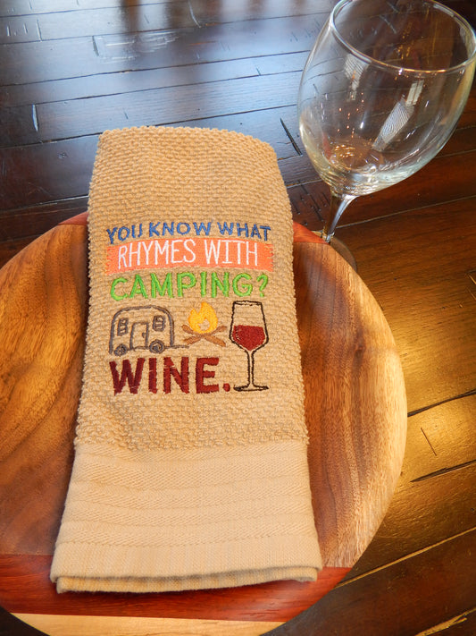Funny Camping Wine Towel | Camping and Wine | Wine | Bar | Outdoor Funny Towel | Camping and Drinking | Wino | Camping Gift | Bar Gift | Camper