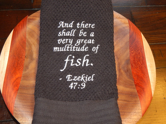 Ezekiel Fishing | Multitude of Fish | |Christian Fishing | Jesus Fish | Fishing Gift | Boat | Fishing Towel Set | Bible | Fish and Bible | Gift for Dad | Fishing Love