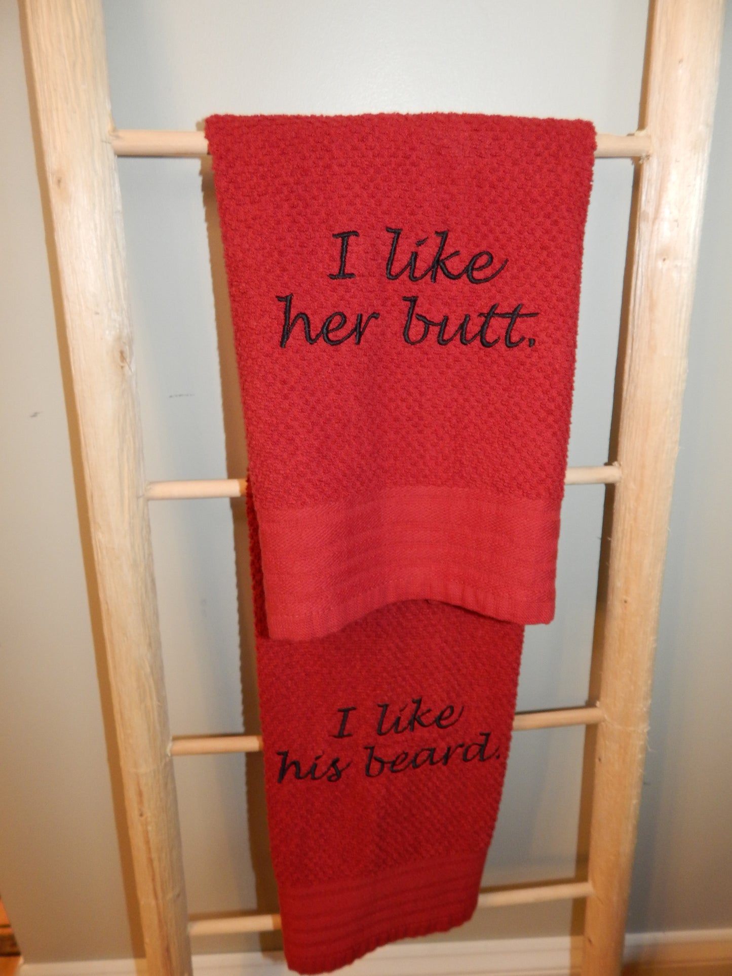 I like his beard I like her butt | I like his beard | I like her butt | Towel Set | Embroidered Towel Gift | Wedding Shower | Funny Gift Set