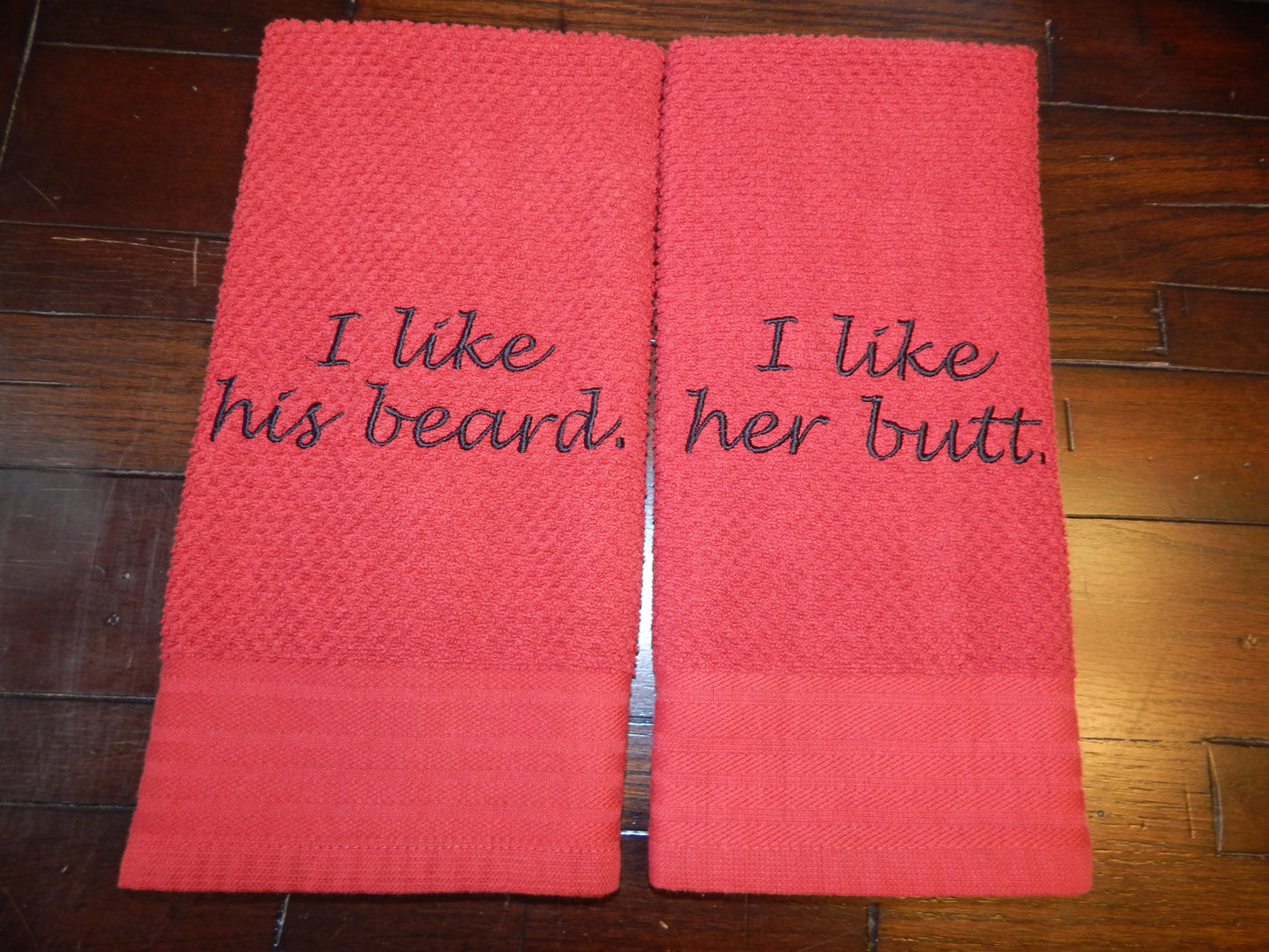 I like his beard I like her butt | I like his beard | I like her butt | Towel Set | Embroidered Towel Gift | Wedding Shower | Funny Gift Set