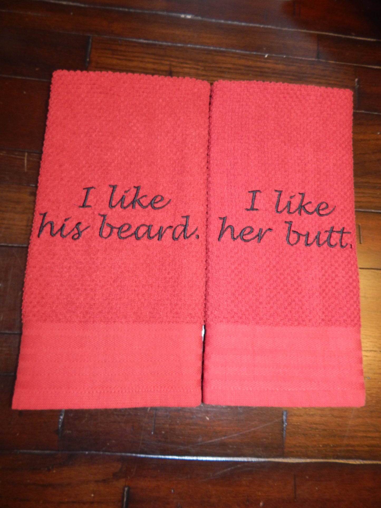 I like his beard I like her butt | I like his beard | I like her butt | Towel Set | Embroidered Towel Gift | Wedding Shower | Funny Gift Set