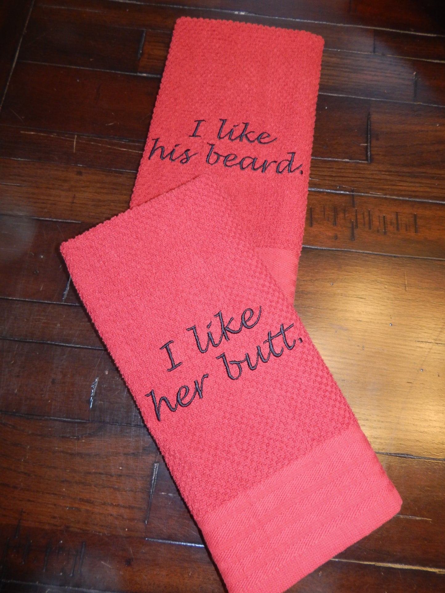 I like his beard I like her butt | I like his beard | I like her butt | Towel Set | Embroidered Towel Gift | Wedding Shower | Funny Gift Set