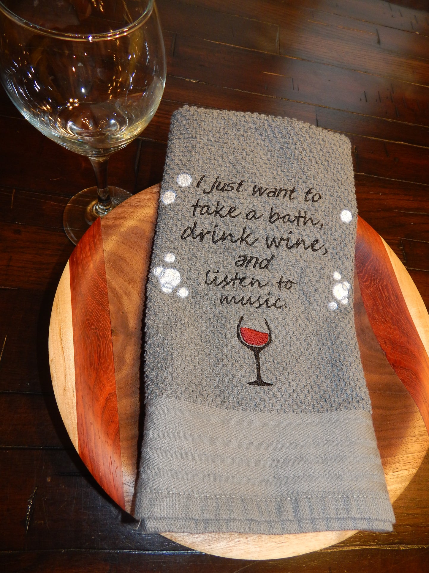 Drink Wine and Take a Bath Towel | Bathroom Towel | Gift for friend | Funny Bathroom Towel | Add Customization | Gift for her | Music Lover