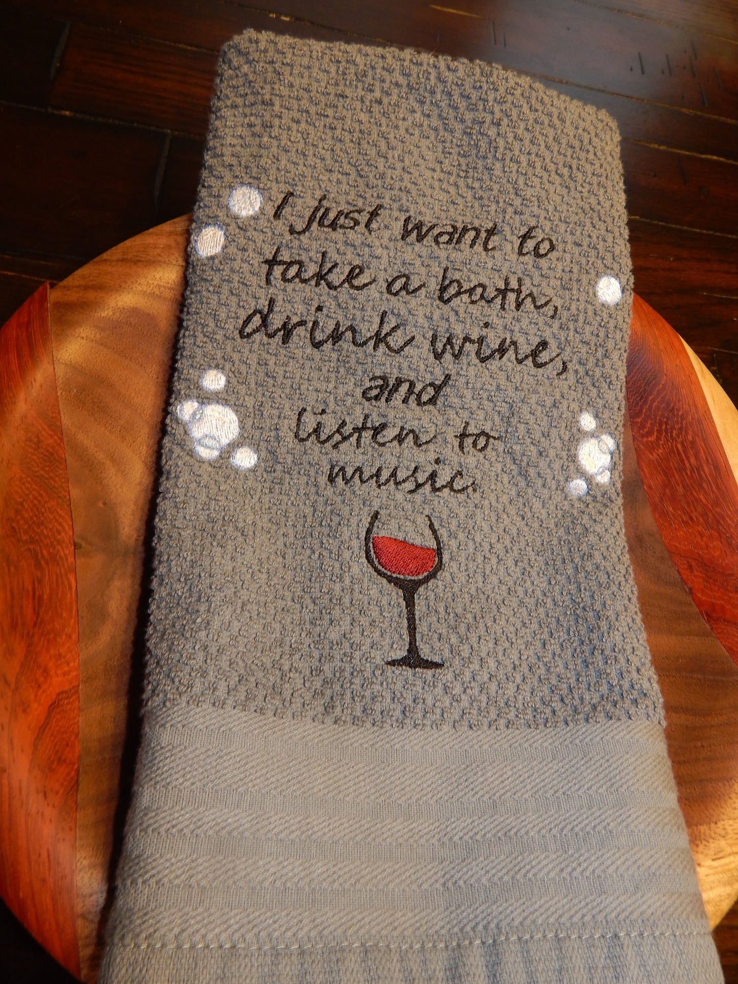 Drink Wine and Take a Bath Towel | Bathroom Towel | Gift for friend | Funny Bathroom Towel | Add Customization | Gift for her | Music Lover