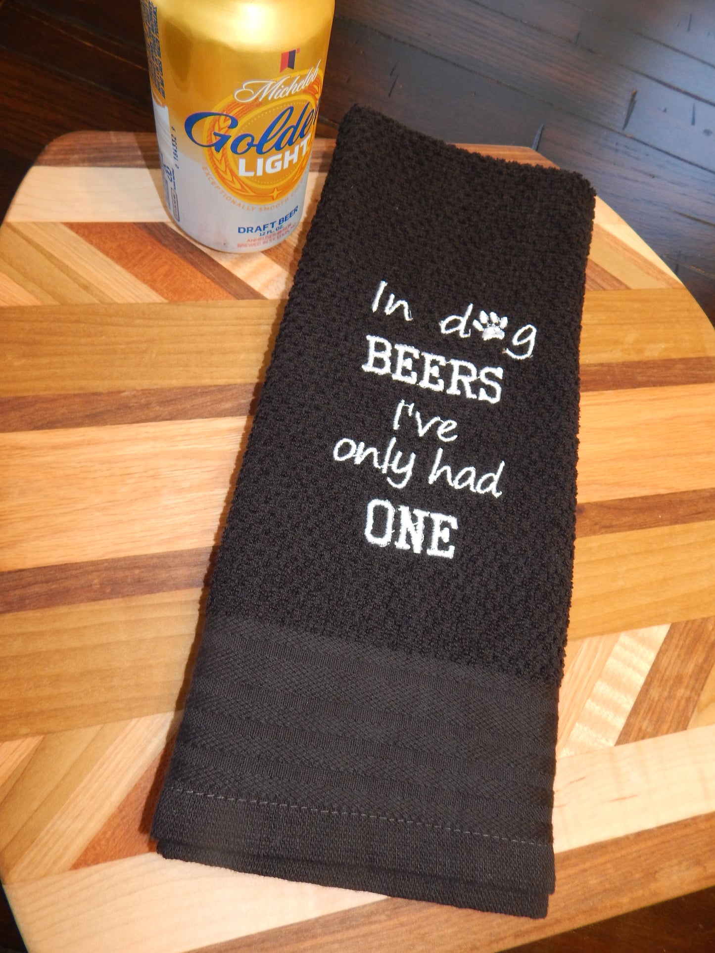 Dog Funny | Dog Beers | Dog Years | Funny Bar Towel | Beer Lover | Dog Lover | Gift for dog owner | Beer Drinker | Bar | Kitchen | Embroider