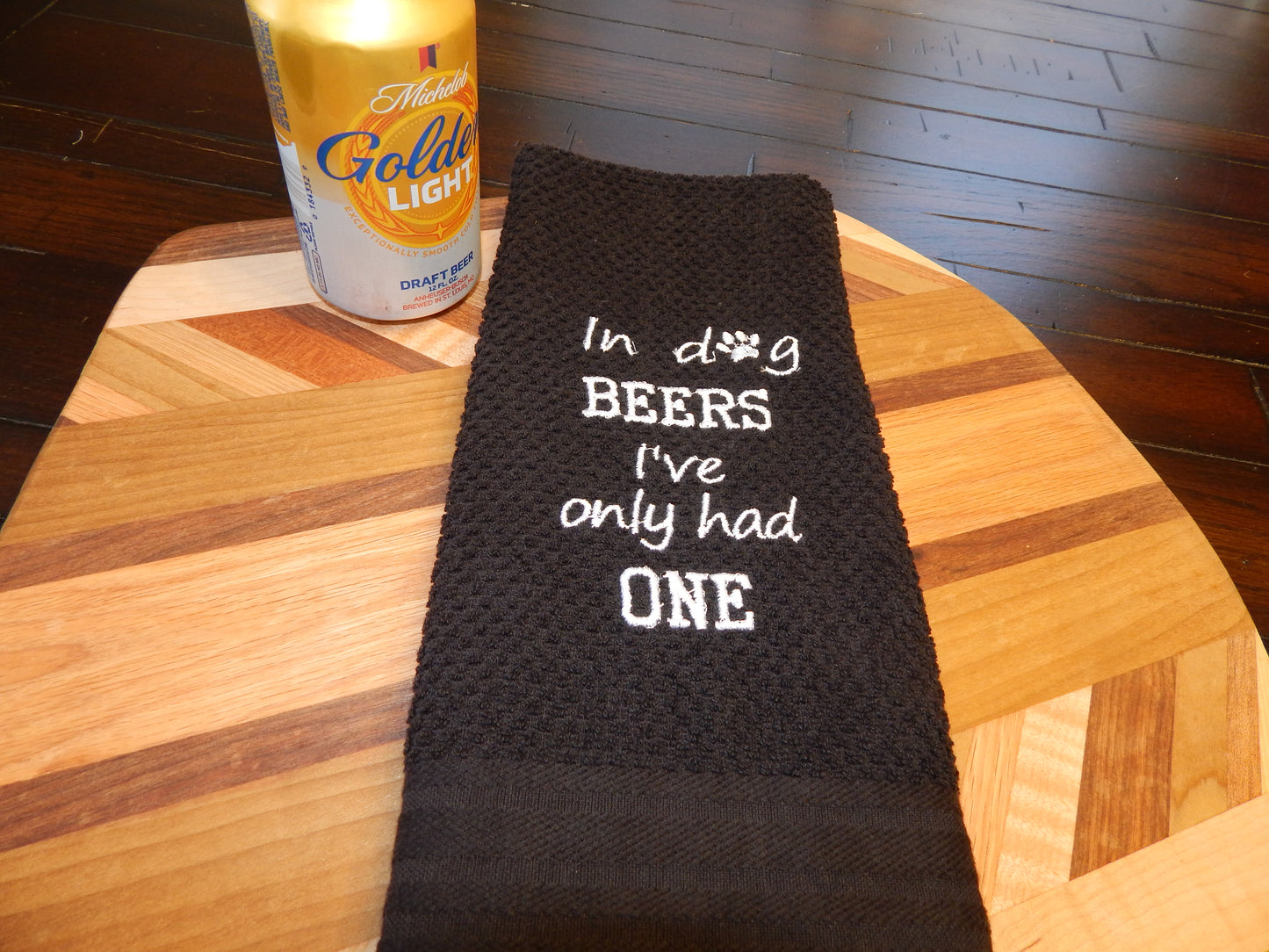 Dog Funny | Dog Beers | Dog Years | Funny Bar Towel | Beer Lover | Dog Lover | Gift for dog owner | Beer Drinker | Bar | Kitchen | Embroider