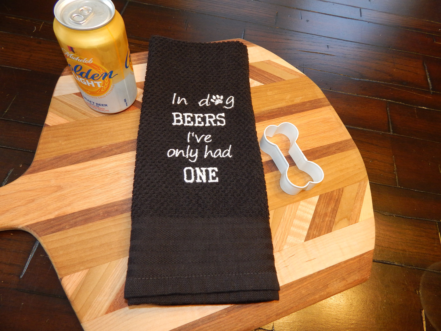 Dog Funny | Dog Beers | Dog Years | Funny Bar Towel | Beer Lover | Dog Lover | Gift for dog owner | Beer Drinker | Bar | Kitchen | Embroider