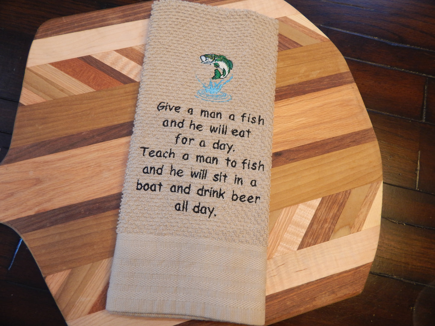 Fishing Towel | Beer Drinking | Teach a man to fish | Fish and Drink Beer | Funny Towel | Funny Fishing Gift | Gift for him | Dad | Husband