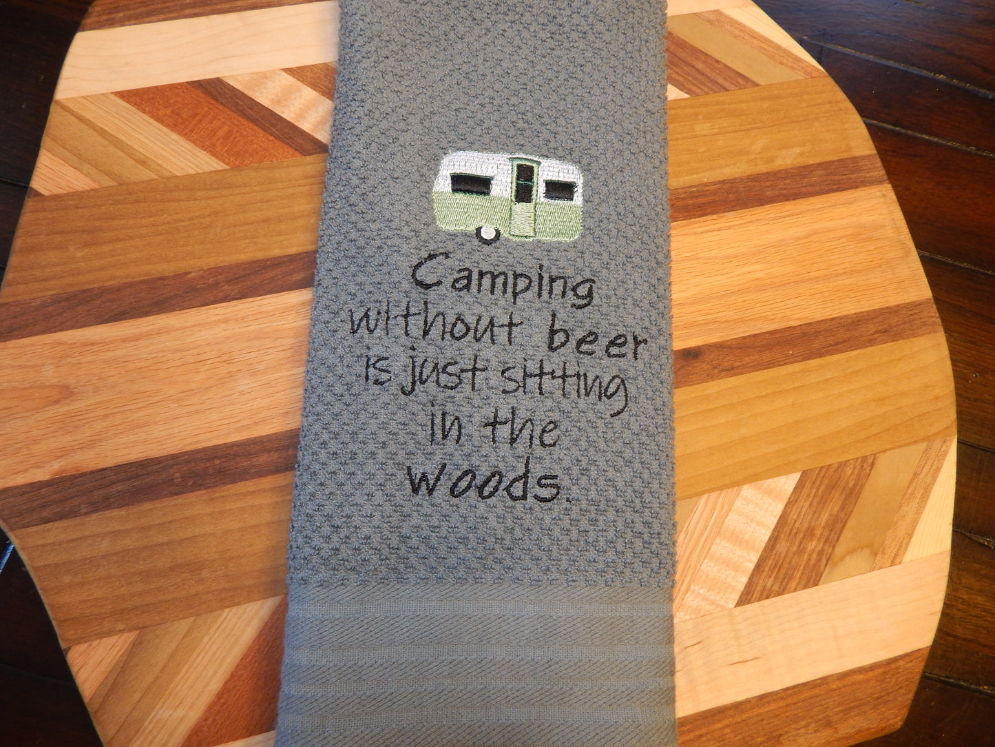 Camping Decoration | Camping Towel | Funny Camping Gift | Beer Drinking | Drinking and Camping | Cheers | Woods | Gift for Camper | Friends