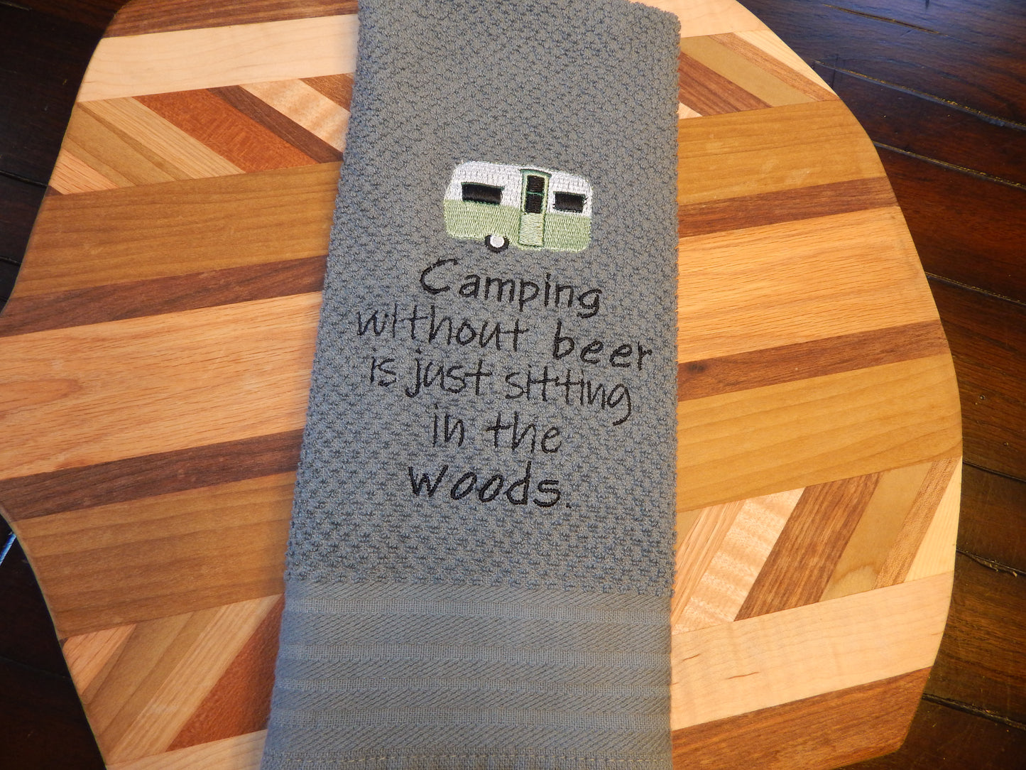 Camping Decoration | Camping Towel | Funny Camping Gift | Beer Drinking | Drinking and Camping | Cheers | Woods | Gift for Camper | Friends