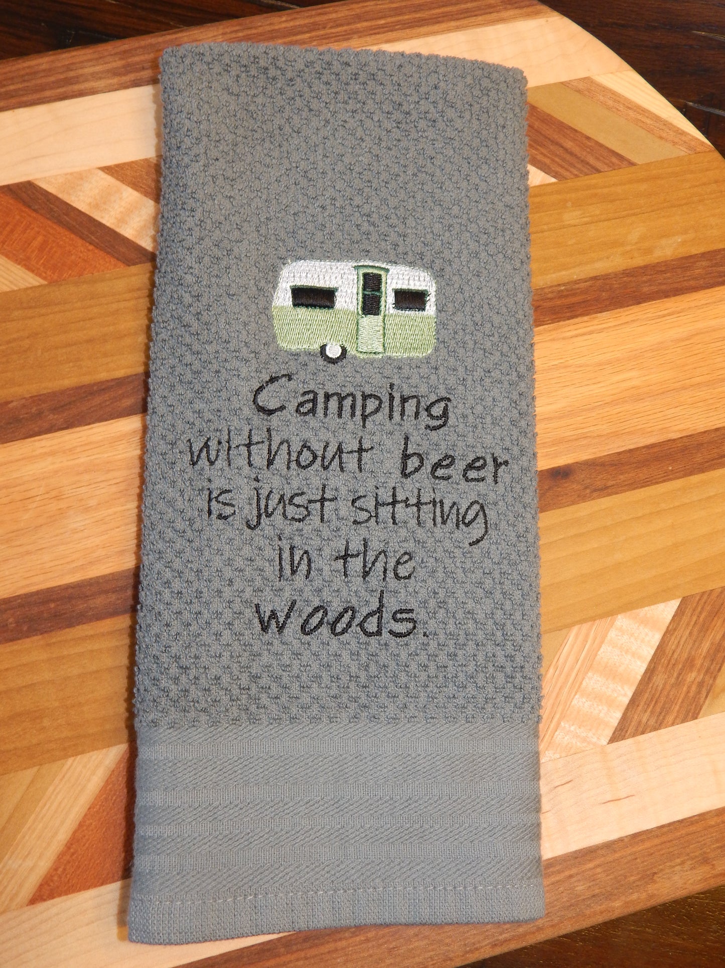 Camping Decoration | Camping Towel | Funny Camping Gift | Beer Drinking | Drinking and Camping | Cheers | Woods | Gift for Camper | Friends