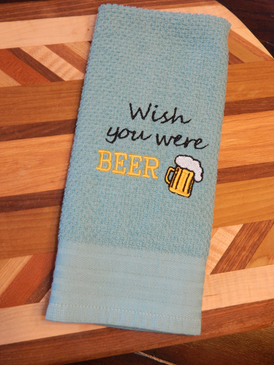 Funny Beer Towel | Bar Towel | Wish you were Beer | Gift for him | Gift for Her | Dad | Beer | Wish you were here | Beer Fridge | Beer Mug