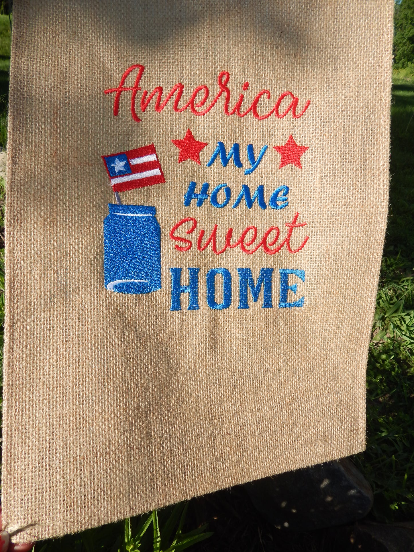 4th of July | Outdoor Decoration | Garden Flag | Patriotic Garden Flag | Customizable |Add your name | Red White and Blue | Home Sweet Home