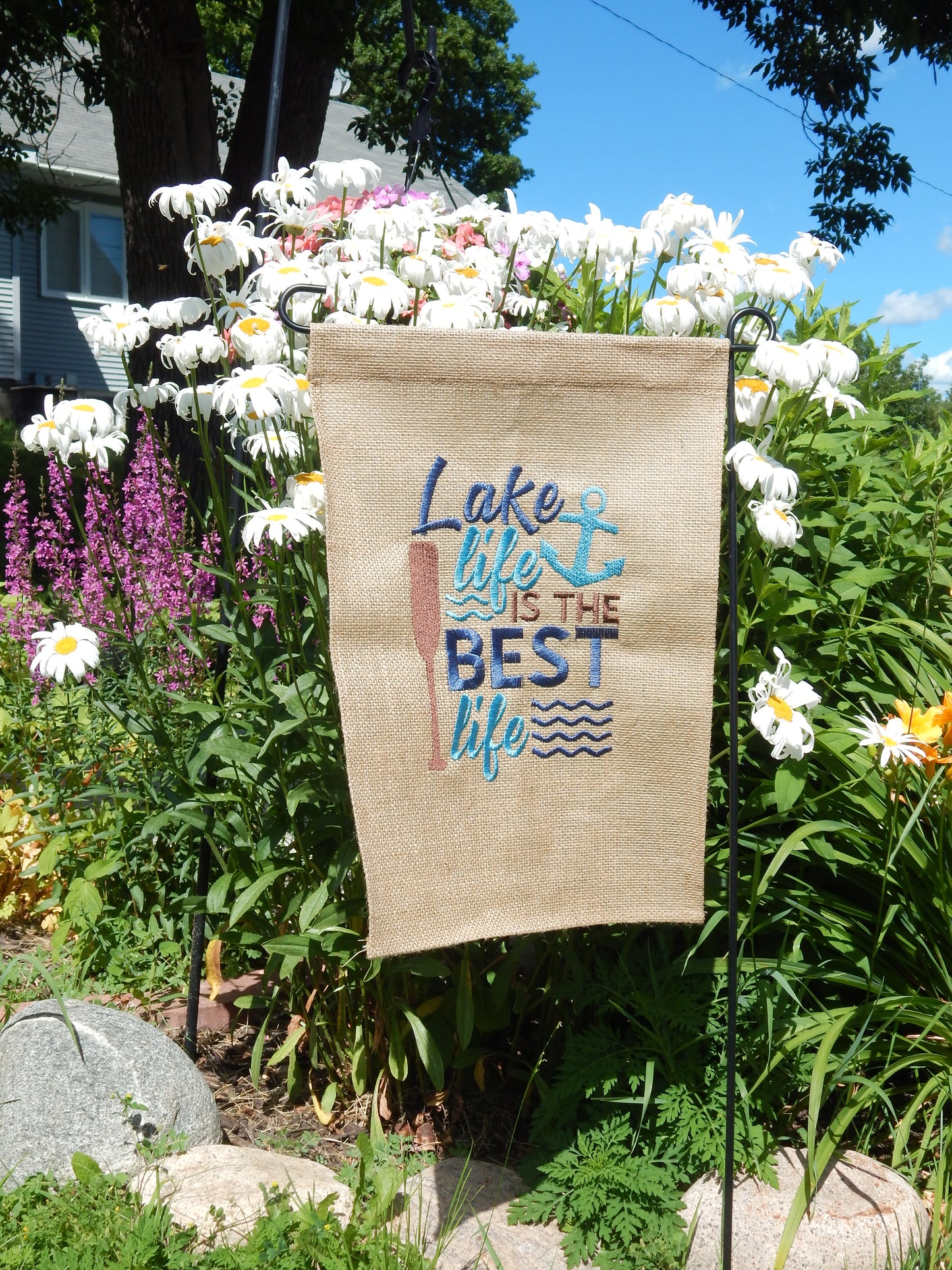 Lake House Garden Flag | Lake Life | Welcome | Welcome to our Lake Home | Custom | Outdoor decoration | Personalize | Embroidery | Garden