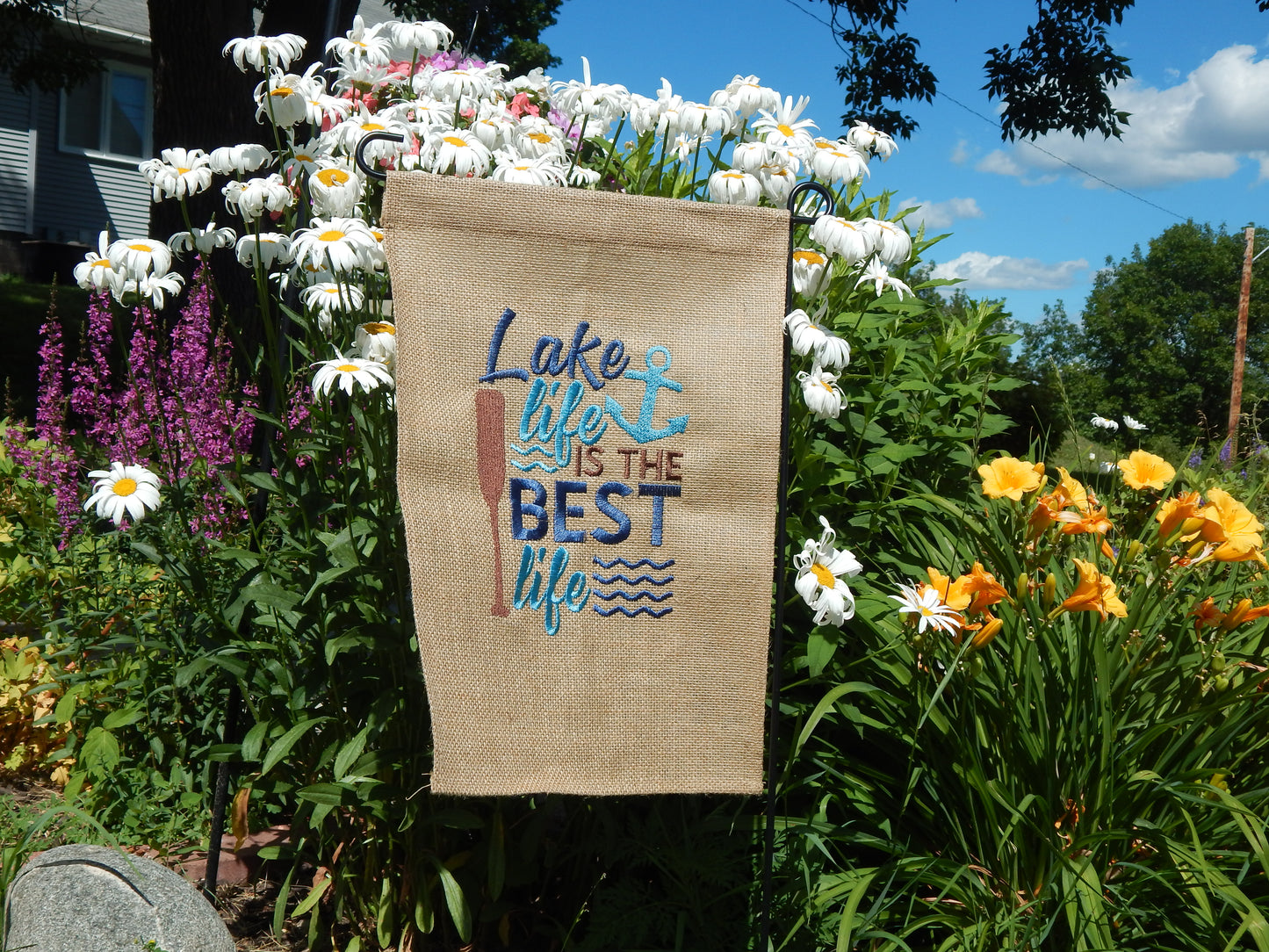 Lake House Garden Flag | Lake Life | Welcome | Welcome to our Lake Home | Custom | Outdoor decoration | Personalize | Embroidery | Garden