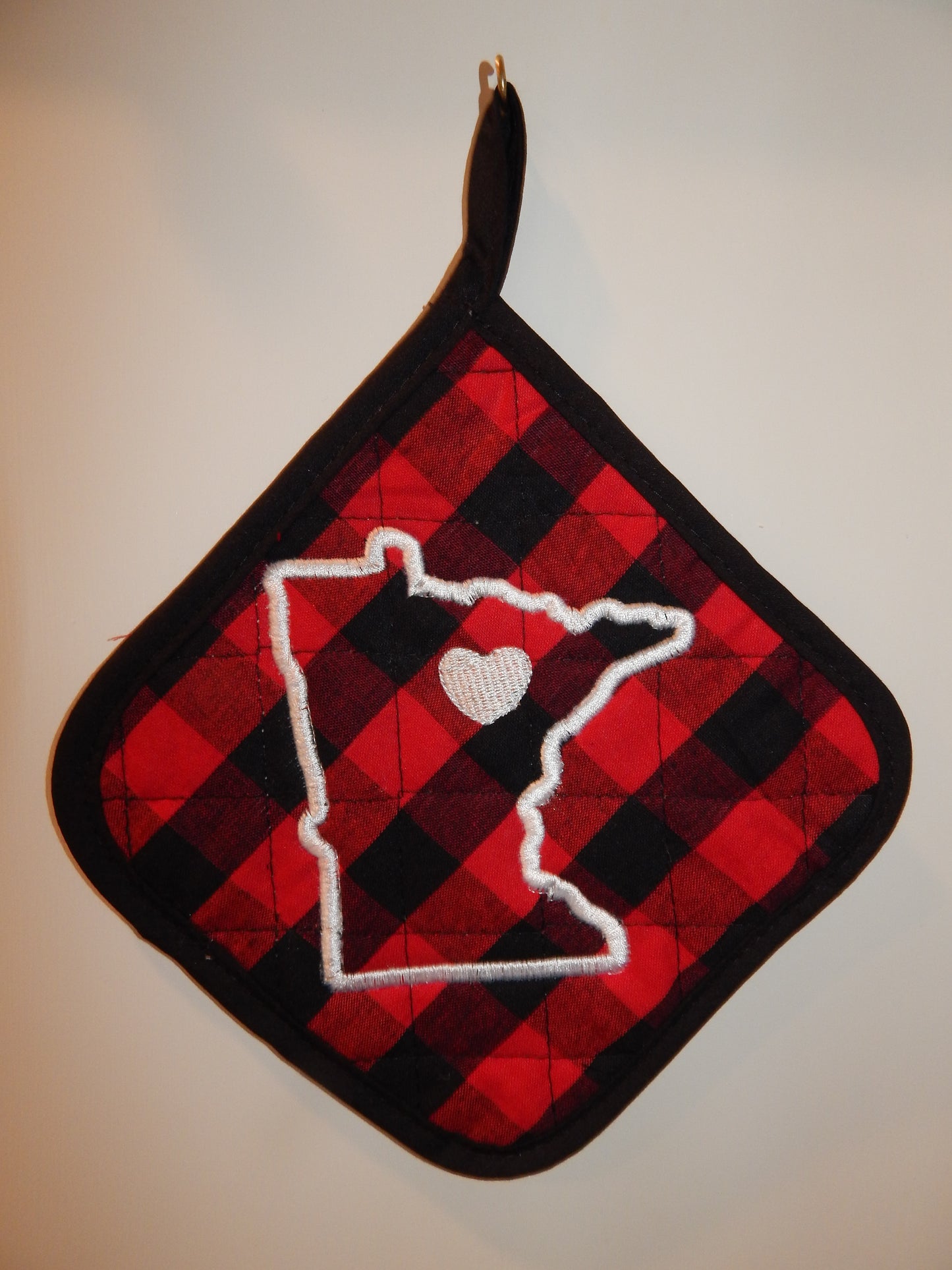 State Kitchen Decoration | Custom State Embroidery | Minnesota | Add City | Wedding Gift | Bridal Shower | Love your State | Buffalo Plaid