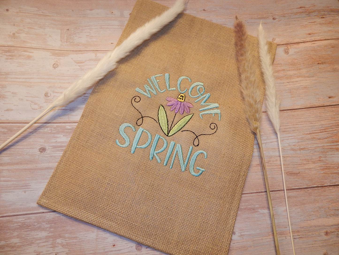 Spring Garden Flag | April Showers | May Flowers| Housewarming | Gift | Garden | Customize | Embroidered Flag | Decoration | Welcome Spring|