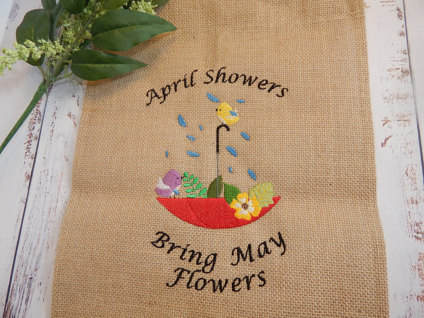 April Showers Bring May Flowers| Spring Garden Flag | Housewarming | Gift | Garden | Customize | Embroidered Flag | Decoration | Welcome Spring|