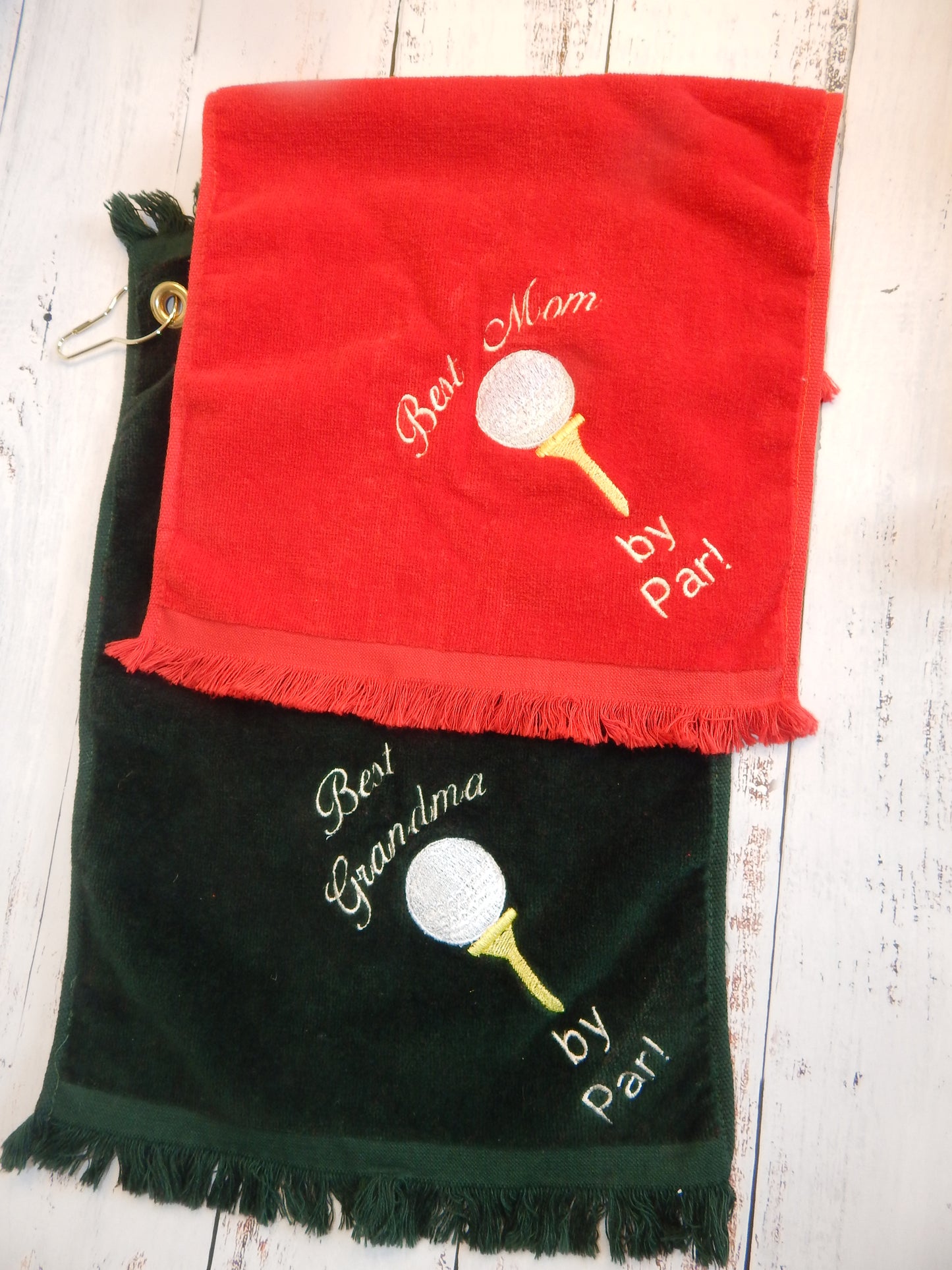 Mom Golf Towel | Grandma | Dad | Grandpa| By Par | Mother's Day | Father's Day | Embroidered Golf Towel | Gift | Golfer | Love Golf | Pun