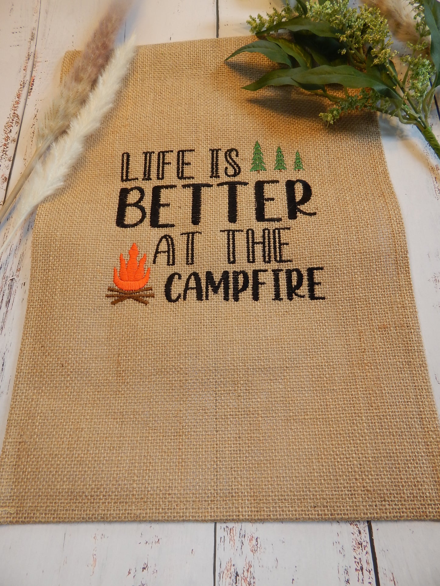 Camper | Cabin | Garden Flag | Camping | Camp Fire | Bon Fire Decoration | Summer Garden Flag | Summer Gift | Customize | Personalize | Fire