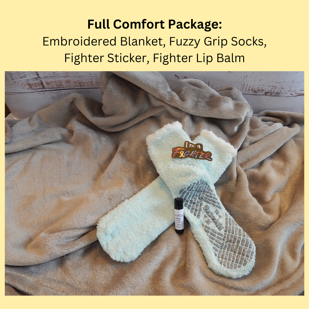 Comfort Gift | Chemo | Cancer | Custom Gift | Soft Blanket | Soft socks | Grip Socks | Lip Bam | Ribbon | Gift Box | Gift Package | Cancer