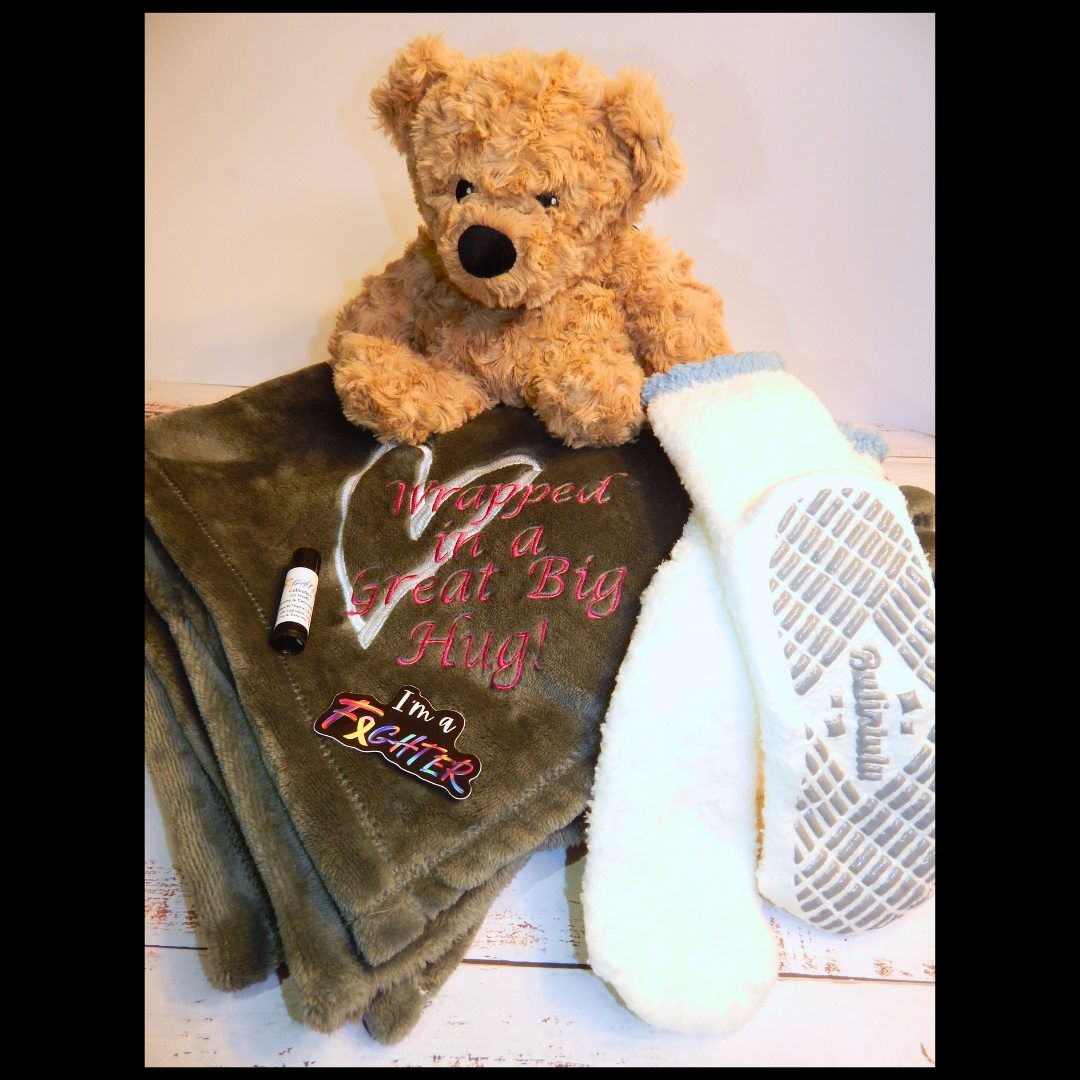 Comfort Gift | Chemo | Cancer | |Warmies | Custom Gift | Soft Blanket | Warmie| Stuffed Animal | Soft socks | Grip Socks | Lip Bam | Ribbon | Gift Box | Gift Package | Cancer