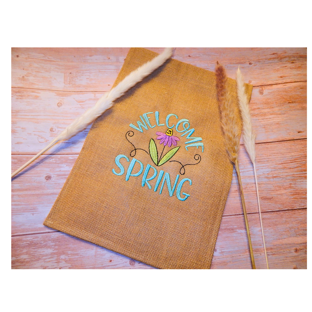 April Showers Bring May Flowers| Spring Garden Flag | Housewarming | Gift | Garden | Customize | Embroidered Flag | Decoration | Welcome Spring|