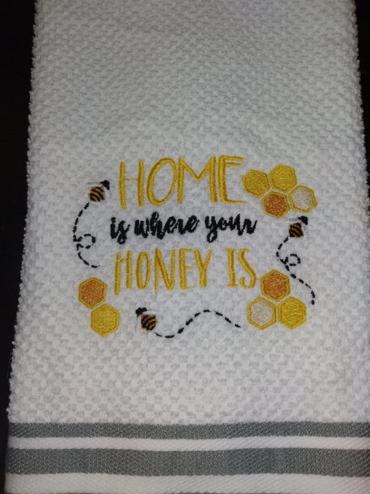 Honey Bee Kitchen Towel | Custom Embroidery Bee lover | Gift for Bee Lover | Honey | Housewarming | Gift for her | Bridal Shower | Honey Bee