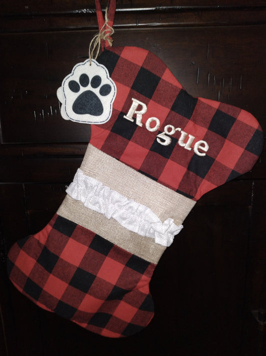 Holiday Stocking for pets | Paw Stocking | Custom Embroidery | New dog gift | Puppy | Family Dog | Puppy Stocking | Dog Christmas | Love