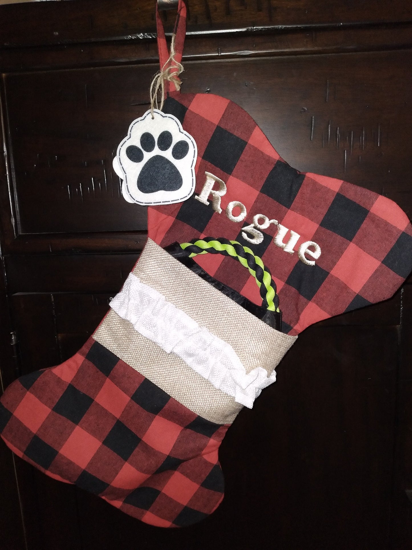 Holiday Stocking for pets | Paw Stocking | Custom Embroidery | New dog gift | Puppy | Family Dog | Puppy Stocking | Dog Christmas | Love